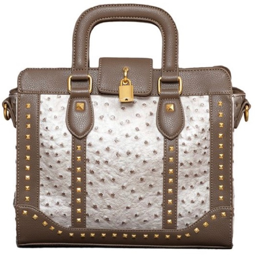 Elise Hope Studded Ostrich Satchel